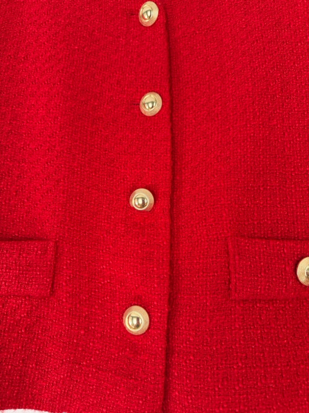 Tahari Red Cropped Button-Front Women's Jacket - Picture 3 of 5